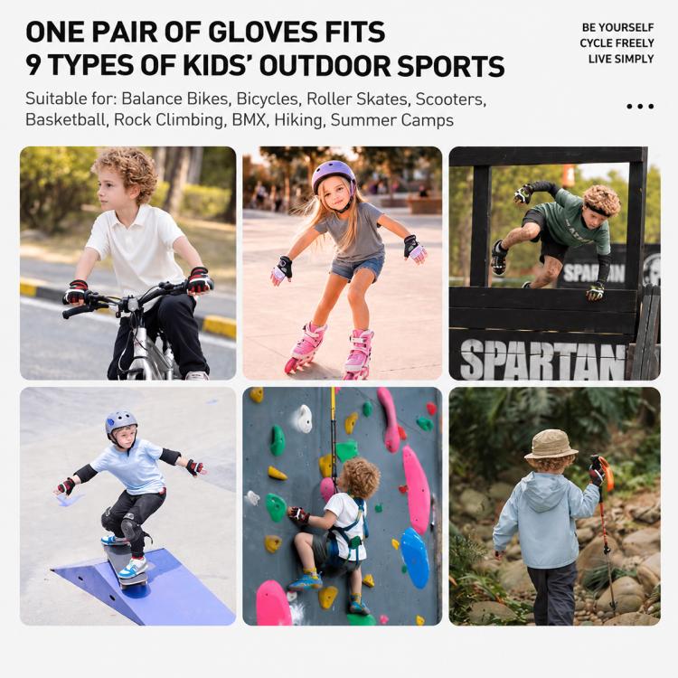 WEST BIKING 1 Pair Kids Half Finger Cycling Gloves Outdoor Sports Protective Gear, S, M, L