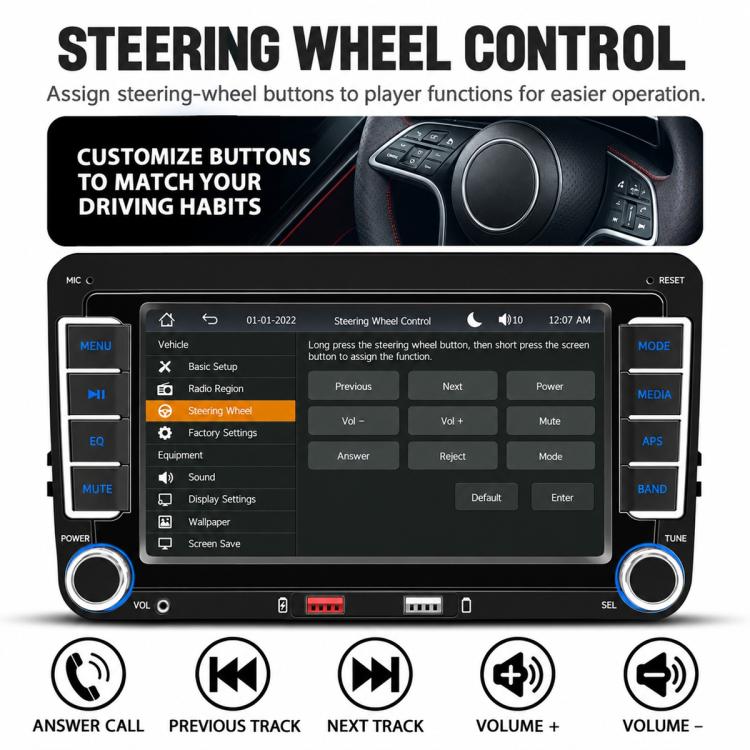 Car MP5 Player Phone Connectivity Bluetooth Reversing Camera for Volkswagen, F9080W 8 inch