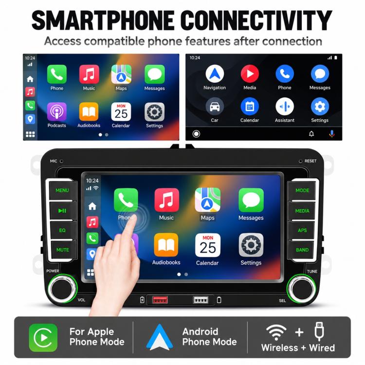 Car MP5 Player Phone Connectivity Bluetooth Reversing Camera for Volkswagen, F9093W 9 inch