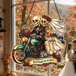 Acrylic Skeleton New lyweds Riding Motorcycle Wall Ornament, 10cm, 15cm, 20cm, 30cm