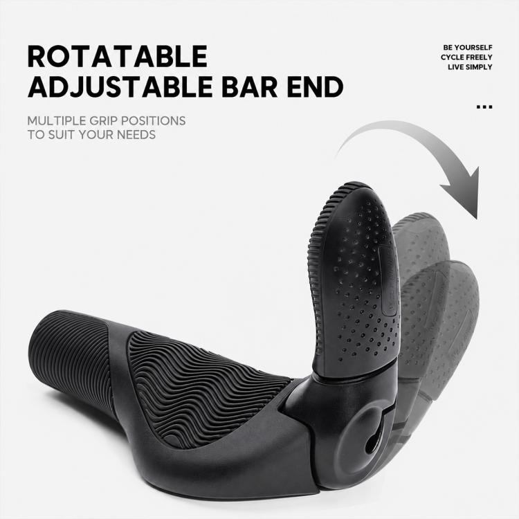 WEST BIKING 1 Pair Adjustable Non-Slip Mountain Bike Handlebar Grips with Bar Ends