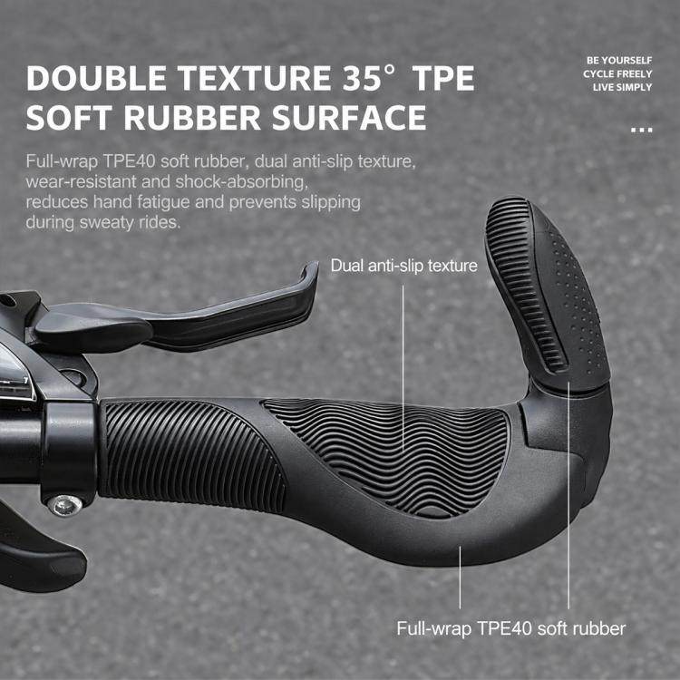 WEST BIKING 1 Pair Adjustable Non-Slip Mountain Bike Handlebar Grips with Bar Ends