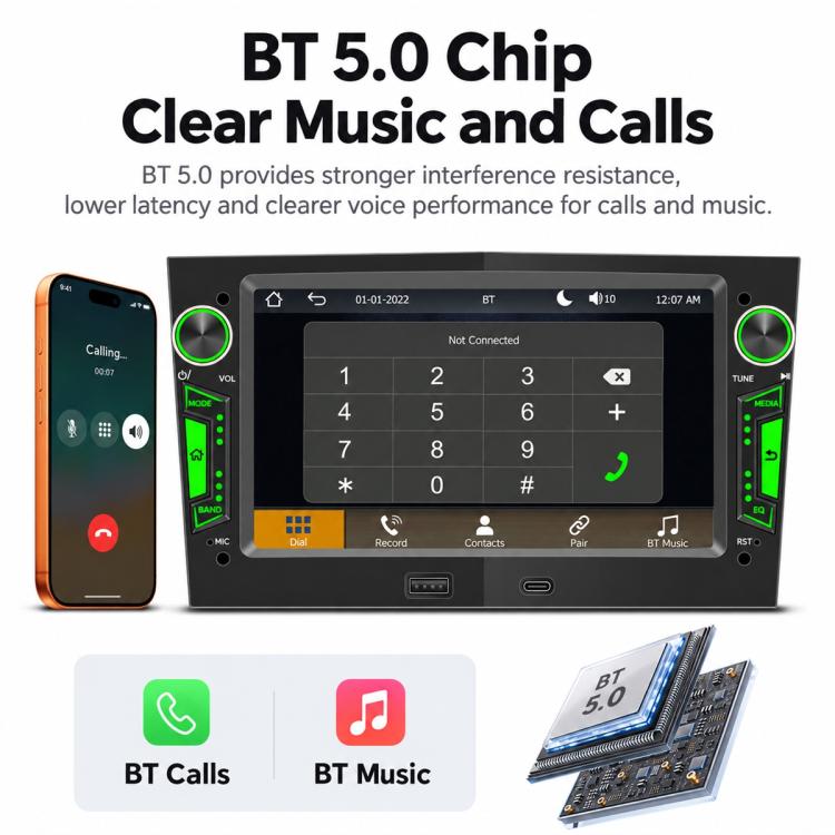 7 inch Car MP5 Player Phone Connectivity Bluetooth Reversing Camera with USB for OPEL, with USB for OPEL