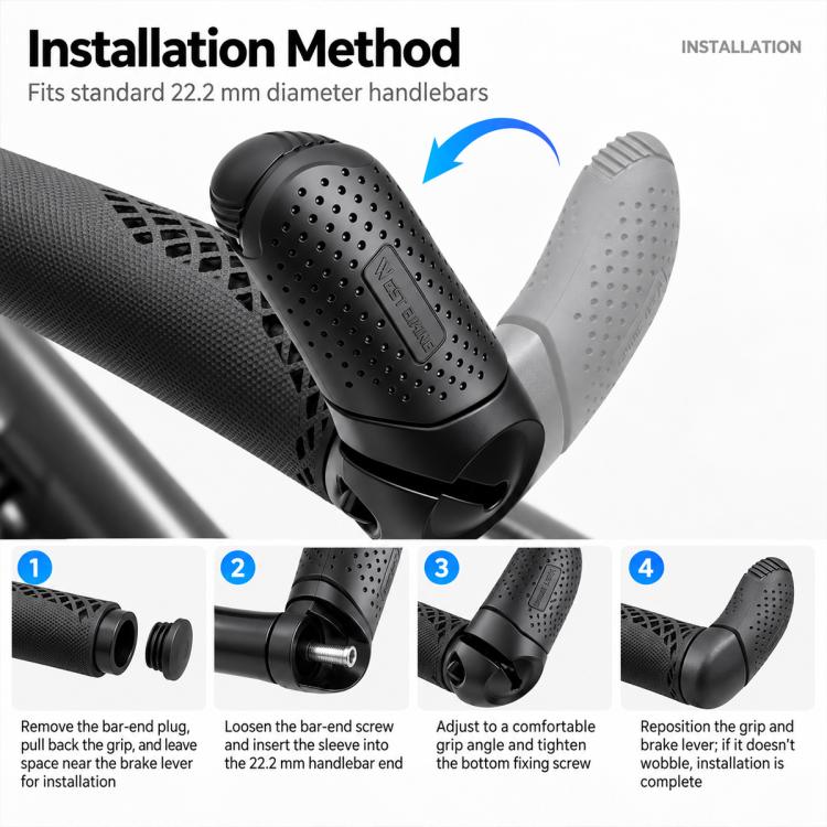 WEST BIKING 1 Pair Ergonomic Bicycle Rest Bar Mountain Bike Thumb Bar Ends, YP0804101