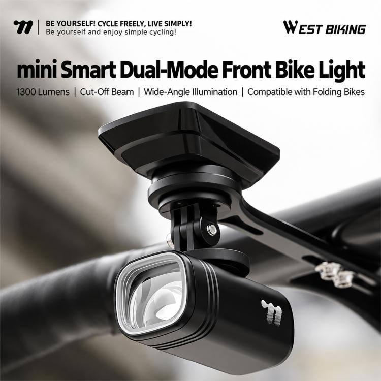 WEST BIKING 1300LM High Bright Mountain & Road Bikes Headlight for Night Riding, Under-Mount, Front-Mount