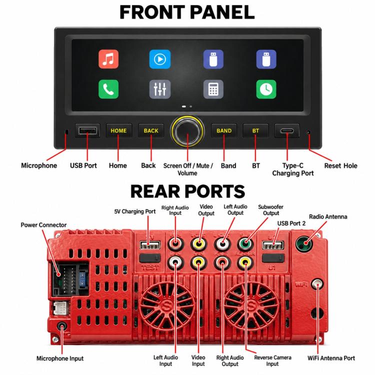 6.86 inch Car MP5 Player Wireless CarPlay/Android Auto Bluetooth HD Display for Ford F150 1998-2007, For Ford F150 1998-2007