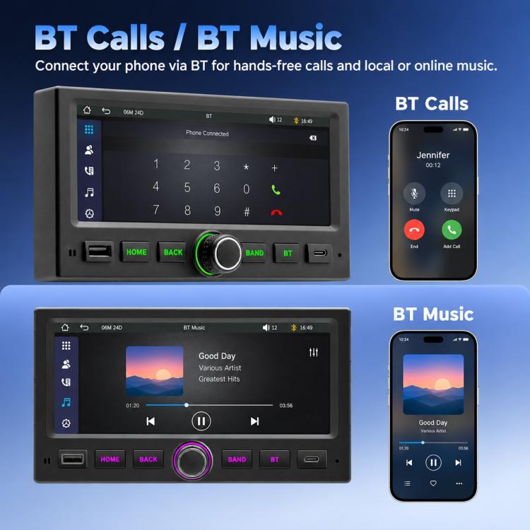 6.86 inch Car MP5 Player Wireless CarPlay/Android Auto Bluetooth HD Display for Ford F150 1998-2007, For Ford F150 1998-2007