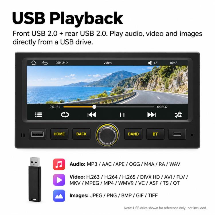6.86 inch Car MP5 Player Wireless CarPlay/Android Auto Bluetooth HD Display for Ford F150 1998-2007, For Ford F150 1998-2007
