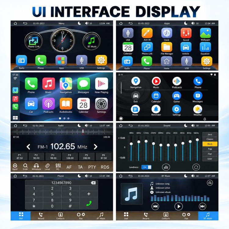 7 inch Car MP5 Player Wireless CarPlay/Android Auto Bluetooth HD Display for Ford Transit 2006–2011, For Ford Transit 2006–2011