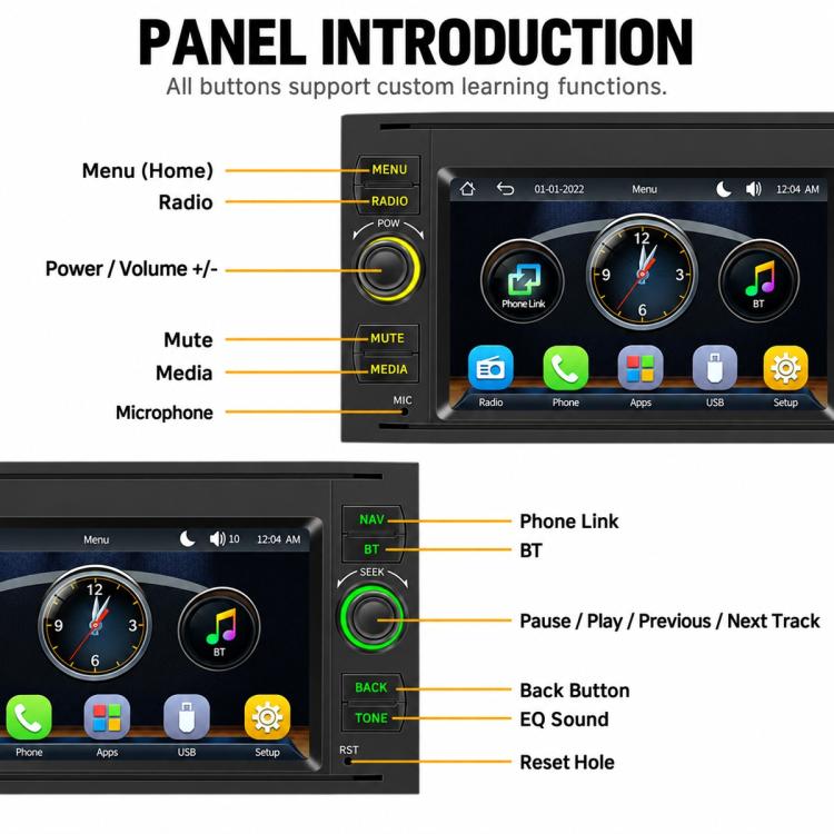 7 inch Car MP5 Player Wireless CarPlay/Android Auto Bluetooth HD Display for Ford Transit 2006–2011, For Ford Transit 2006–2011