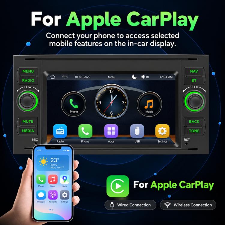 7 inch Car MP5 Player Wireless CarPlay/Android Auto Bluetooth HD Display for Ford Transit 2006–2011, For Ford Transit 2006–2011