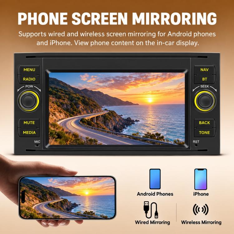 7 inch Car MP5 Player Wireless CarPlay/Android Auto Bluetooth HD Display for Ford Transit 2006–2011, For Ford Transit 2006–2011