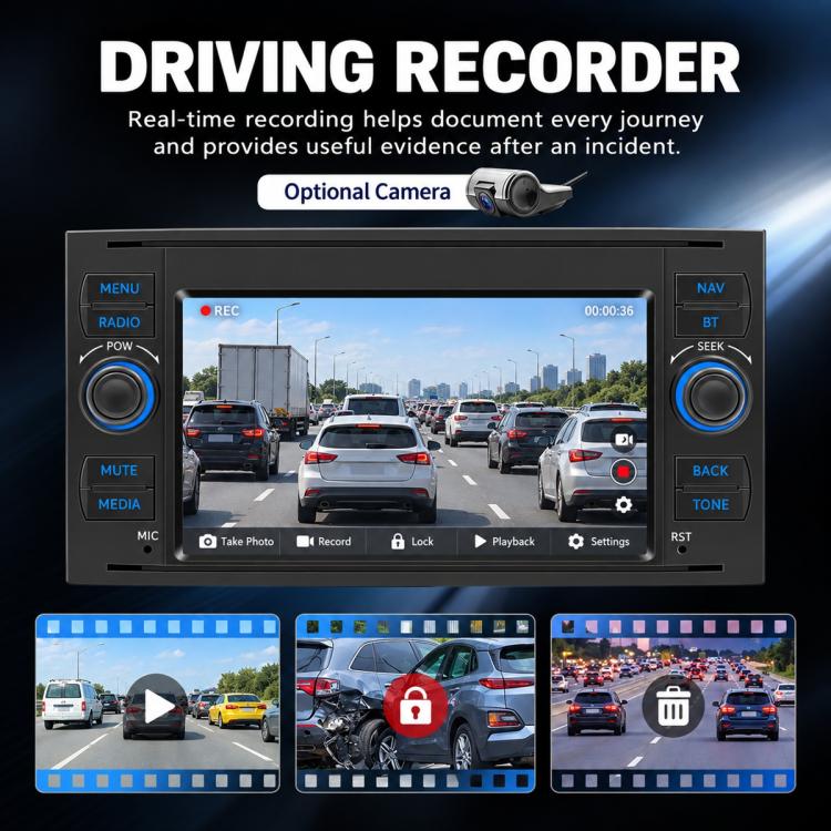 7 inch Car MP5 Player Wireless CarPlay/Android Auto Bluetooth HD Display for Ford Transit 2006–2011, For Ford Transit 2006–2011