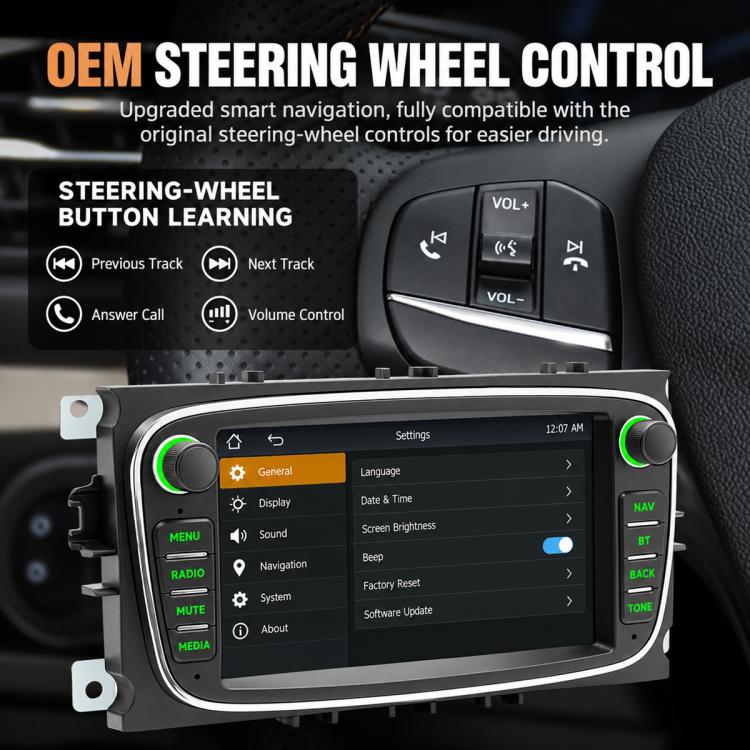 7 inch Car MP5 Player Wireless CarPlay/Android Auto Bluetooth HD Display for Ford Focus, For Ford Focus
