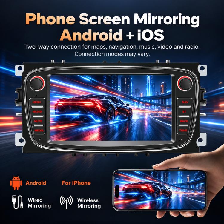 7 inch Car MP5 Player Wireless CarPlay/Android Auto Bluetooth HD Display for Ford Focus, For Ford Focus