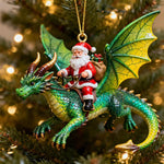 Santa Dragon Riders Ornament Collection, Red, Black, Blue, Green, Gold, White, 6 in 1 Color Mixed Set