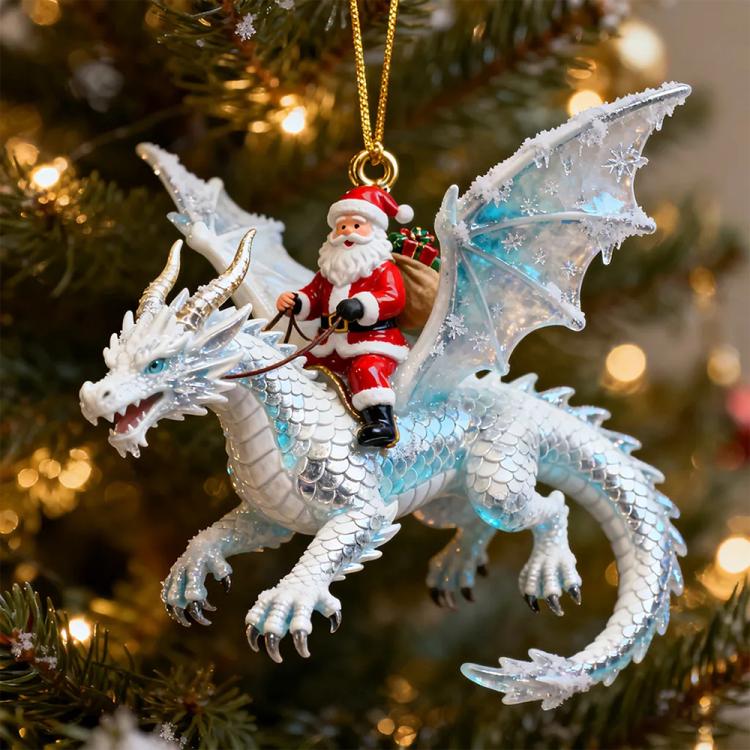 Santa Dragon Riders Ornament Collection, Red, Black, Blue, Green, Gold, White, 6 in 1 Color Mixed Set