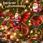 Santa Dragon Riders Ornament Collection, Red, Black, Blue, Green, Gold, White, 6 in 1 Color Mixed Set
