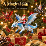 Santa Dragon Riders Ornament Collection, Red, Black, Blue, Green, Gold, White, 6 in 1 Color Mixed Set