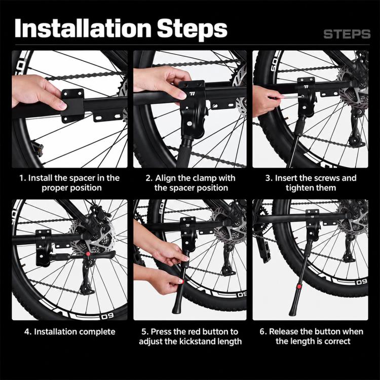 WEST BIKING Bike Kickstand Portable Aluminum Alloy Bicycle Support Stand for MTB & Road Bike, YP0712048