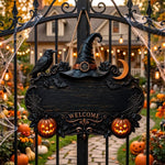 Custom Halloween Witch Welcome Door Sign, Wooden Doorplate, Wrought Iron Doorplate, Acrylic Doorplate