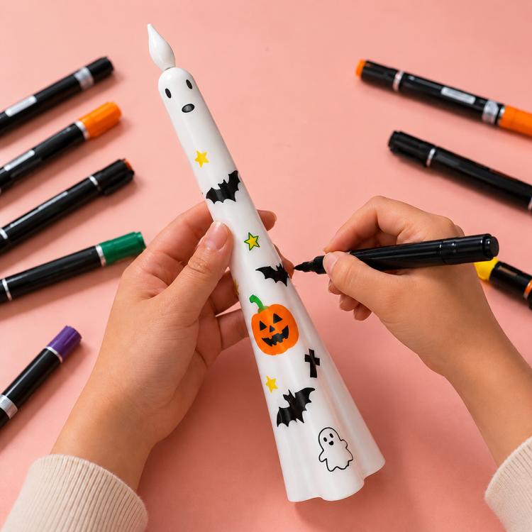 Halloween Ghost-Shaped LED Flameless Plastic Candles, 4 PCS/Set Assorted, 4 PCS/Set Standard Style, 6 PCS/Set Standard Style, 4 PCS/Set Smiley Face Style, 6 PCS/Set Smiley Face Style, 4 PCS/Set Cry Face Style, 6 PCS/Set Cry Face Style                  ...