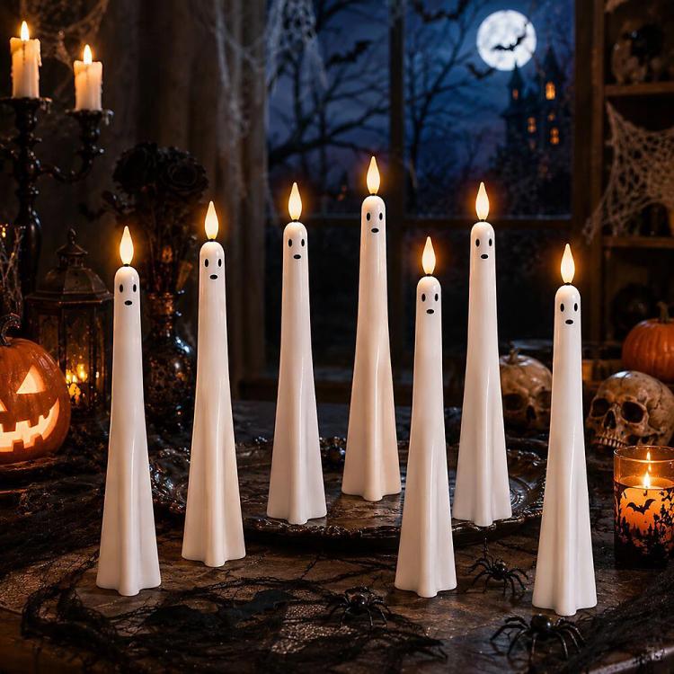 Halloween Ghost-Shaped LED Flameless Plastic Candles, 4 PCS/Set Assorted, 4 PCS/Set Standard Style, 6 PCS/Set Standard Style, 4 PCS/Set Smiley Face Style, 6 PCS/Set Smiley Face Style, 4 PCS/Set Cry Face Style, 6 PCS/Set Cry Face Style                  ...