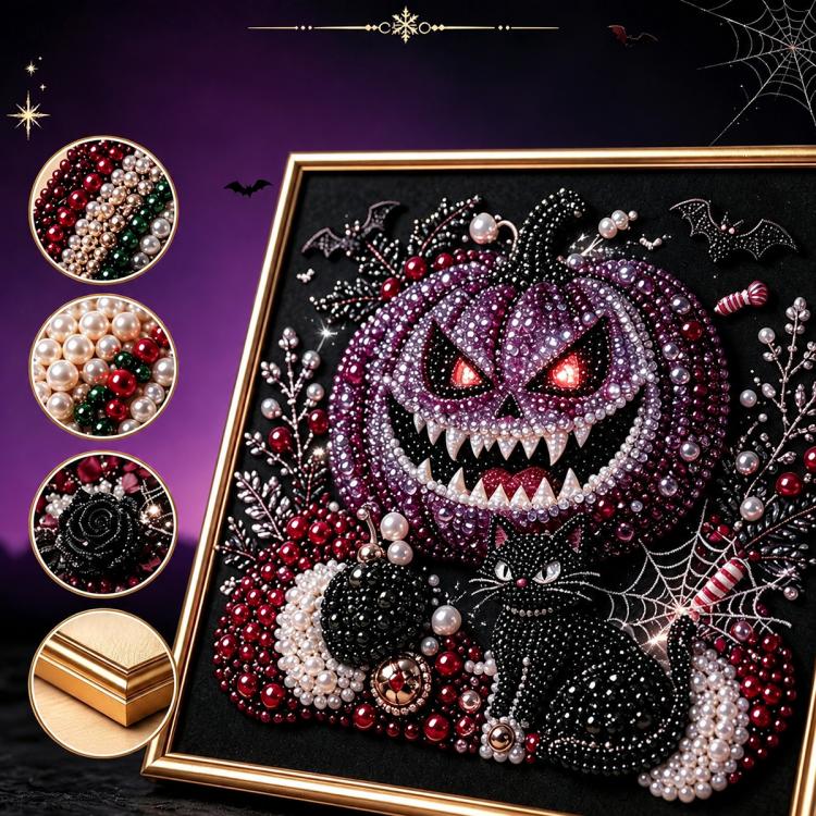 Dark Halloween Diamond Painting Kit, 20cm  Frameless, 30cm Frameless, 20cm With Frame
