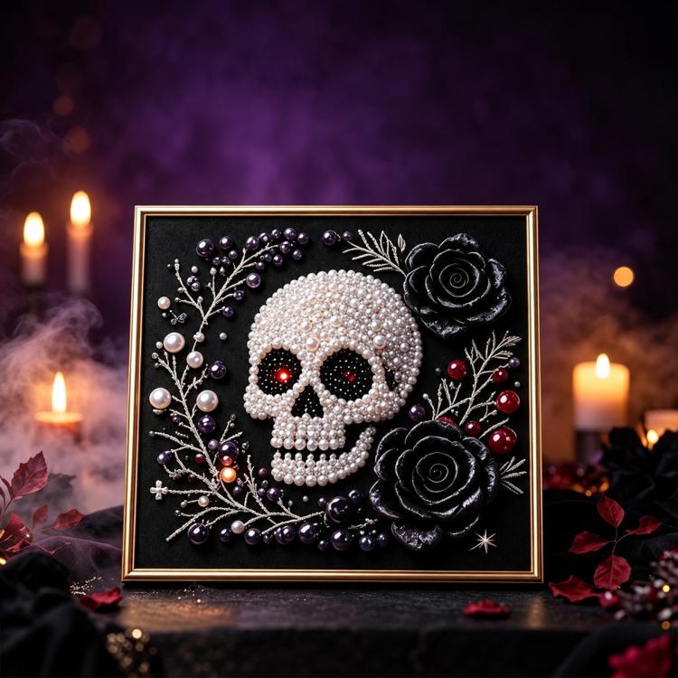 Dark Halloween Diamond Painting Kit, 30cm With Frame