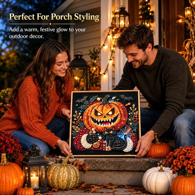 Dark Halloween Diamond Painting Kit, 30cm With Frame