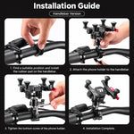 WEST BIKING Bike Phone Mount Shockproof Cycling Navigation Holder for MTB & Road Bikes, Stem Mount, Handlebar Mount, Mirror Mount
