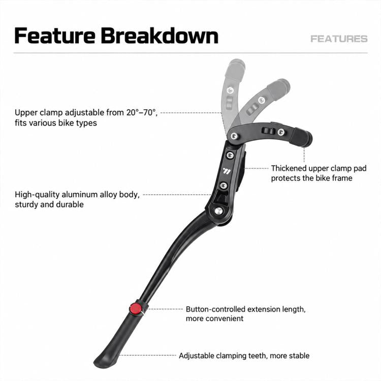 WEST BIKING Mountain Bike Kickstand Aluminum Alloy Bicycle Side Support Stand, YP0712049