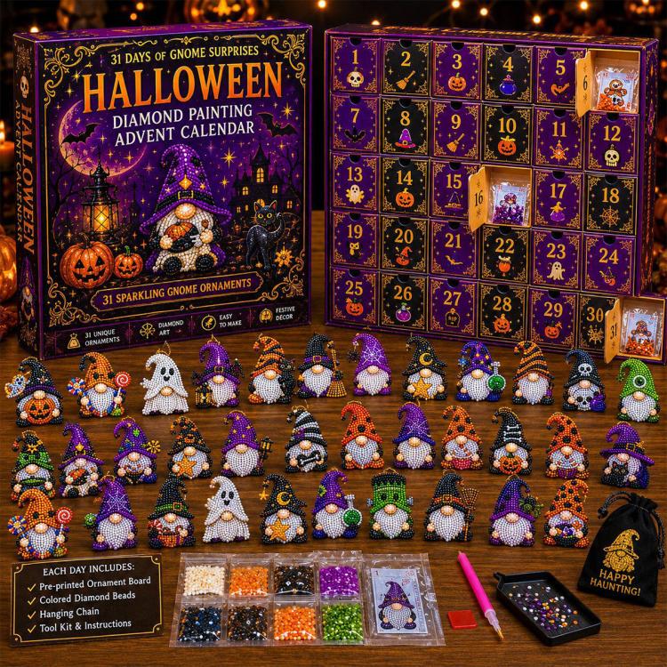 Diamond Painting Advent Calendar, Countdown Calendar DIY Craft Kit, Halloween Gnome, Christmas Gnome, Plant Gnome, Flower Gnome, Ocean Gnome