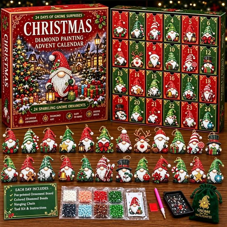 Diamond Painting Advent Calendar, Countdown Calendar DIY Craft Kit, Halloween Gnome, Christmas Gnome, Plant Gnome, Flower Gnome, Ocean Gnome