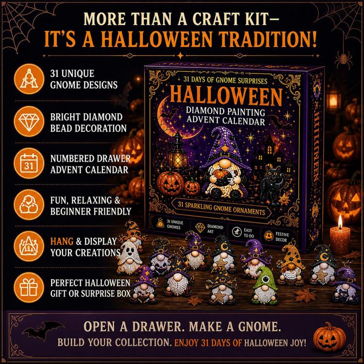Diamond Painting Advent Calendar, Countdown Calendar DIY Craft Kit, Halloween Gnome, Christmas Gnome, Plant Gnome, Flower Gnome, Ocean Gnome