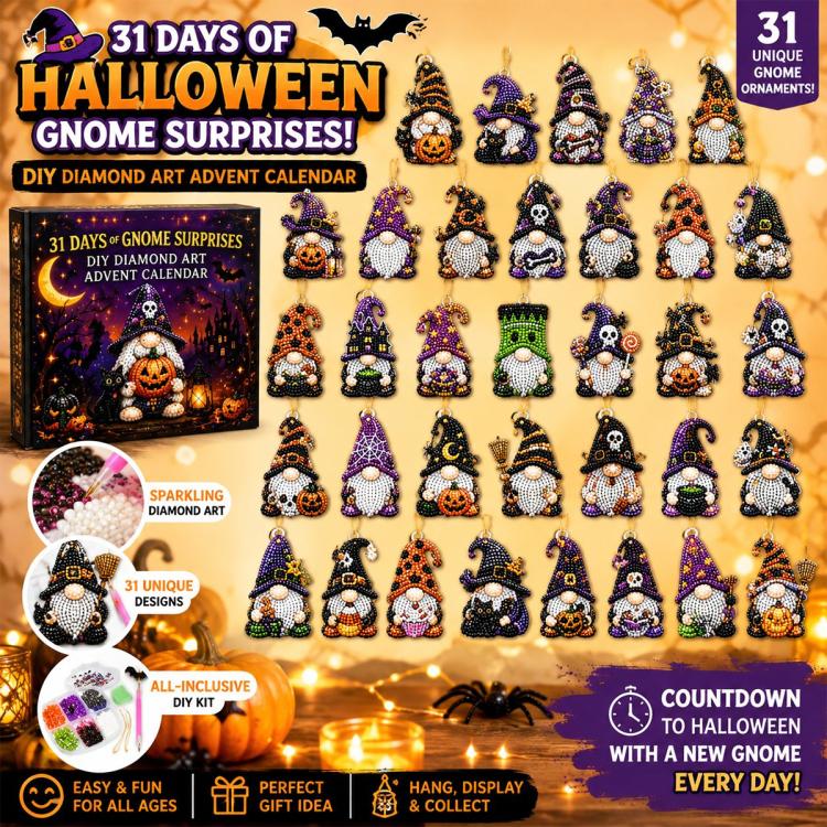 Diamond Painting Advent Calendar, Countdown Calendar DIY Craft Kit, Halloween Gnome, Christmas Gnome, Plant Gnome, Flower Gnome, Ocean Gnome