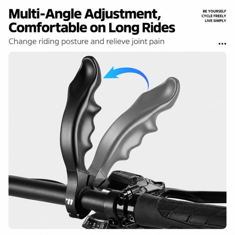 WEST BIKING 1 Pair Bicycle Rest Bar Dragon-bone Shape Ergonomic Cycling Thumb Bar Ends, YP0804099