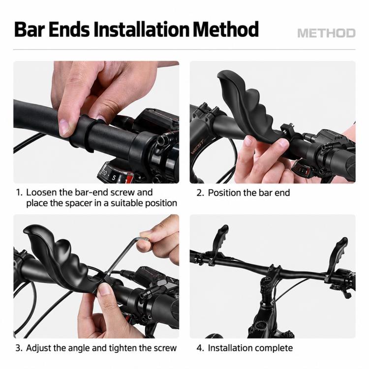 WEST BIKING 1 Pair Bicycle Rest Bar Dragon-bone Shape Ergonomic Cycling Thumb Bar Ends, YP0804099