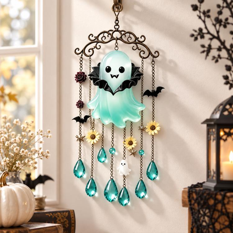 Halloween Vampire Ghost Wind Chime, Ghost, Black Cat, Crow, Pumpkin, Witch, Red Vampire, Blue Vampire, Purple Vampire, Astronaut Vampire, 4 in 1 Mixed Color Vampire