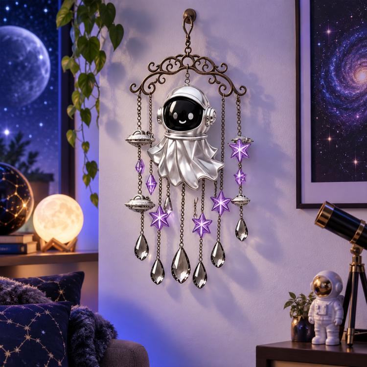 Halloween Vampire Ghost Wind Chime, Ghost, Black Cat, Crow, Pumpkin, Witch, Red Vampire, Blue Vampire, Purple Vampire, Astronaut Vampire, 4 in 1 Mixed Color Vampire
