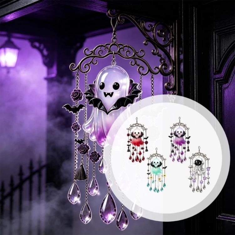 Halloween Vampire Ghost Wind Chime, Ghost, Black Cat, Crow, Pumpkin, Witch, Red Vampire, Blue Vampire, Purple Vampire, Astronaut Vampire, 4 in 1 Mixed Color Vampire