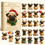 2026 Christmas Fun Pug Advent Calendar, 24 Days Surprise Figurine Gift Box