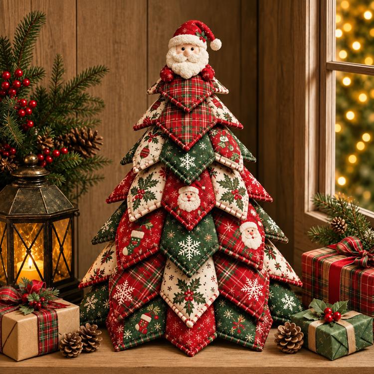 DIY Fabric Quilted Tree Sewing Craft Kit, Santa Claus A, Christmas Reindeer, Snowman, Sprite, Free-spirited Style, Autumn Harvest, Halloween, Thanksgiving, Back-to-school Season, Ghost House, Ghost Hat, Witch hat, Pumpkin, Candy Corn, Black Cat        ...