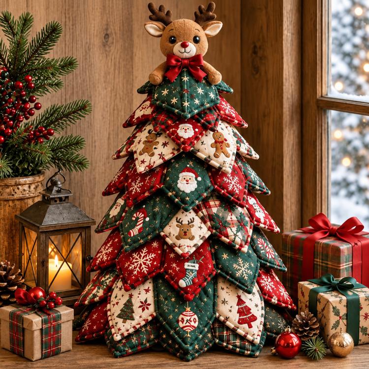 DIY Fabric Quilted Tree Sewing Craft Kit, Santa Claus A, Christmas Reindeer, Snowman, Sprite, Free-spirited Style, Autumn Harvest, Halloween, Thanksgiving, Back-to-school Season, Ghost House, Ghost Hat, Witch hat, Pumpkin, Candy Corn, Black Cat        ...