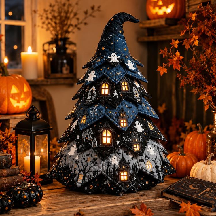 DIY Fabric Quilted Tree Sewing Craft Kit, Santa Claus A, Christmas Reindeer, Snowman, Sprite, Free-spirited Style, Autumn Harvest, Halloween, Thanksgiving, Back-to-school Season, Ghost House, Ghost Hat, Witch hat, Pumpkin, Candy Corn, Black Cat        ...