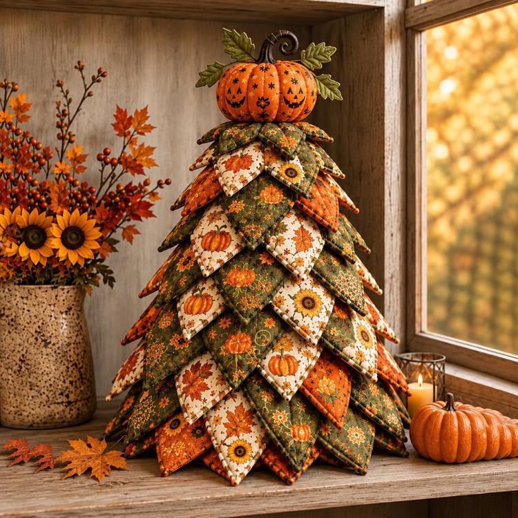DIY Fabric Quilted Tree Sewing Craft Kit, Santa Claus A, Christmas Reindeer, Snowman, Sprite, Free-spirited Style, Autumn Harvest, Halloween, Thanksgiving, Back-to-school Season, Ghost House, Ghost Hat, Witch hat, Pumpkin, Candy Corn, Black Cat        ...