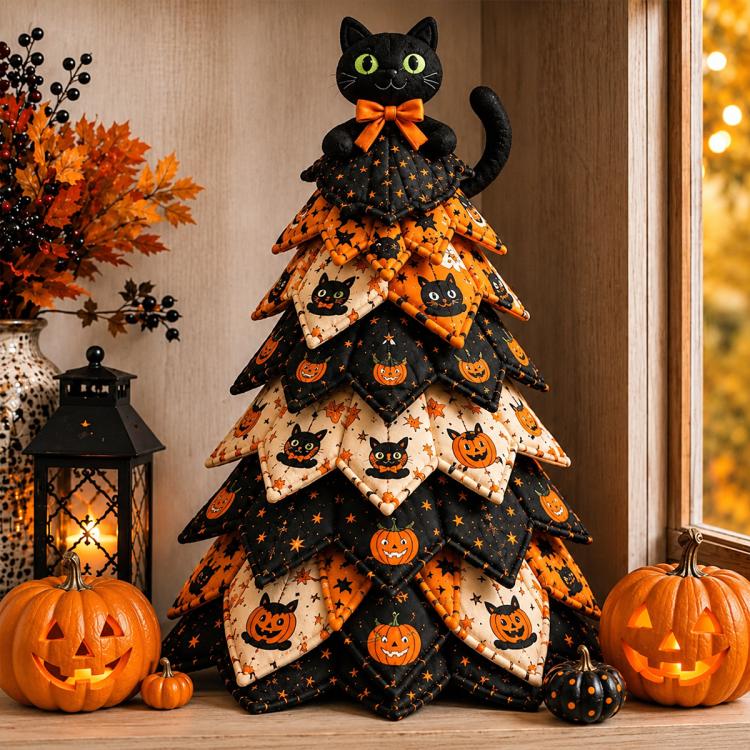 DIY Fabric Quilted Tree Sewing Craft Kit, Santa Claus A, Christmas Reindeer, Snowman, Sprite, Free-spirited Style, Autumn Harvest, Halloween, Thanksgiving, Back-to-school Season, Ghost House, Ghost Hat, Witch hat, Pumpkin, Candy Corn, Black Cat        ...