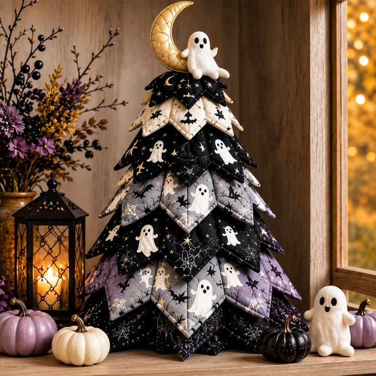DIY Fabric Quilted Tree Sewing Craft Kit, Santa Claus A, Christmas Reindeer, Snowman, Sprite, Free-spirited Style, Autumn Harvest, Halloween, Thanksgiving, Back-to-school Season, Ghost House, Ghost Hat, Witch hat, Pumpkin, Candy Corn, Black Cat        ...