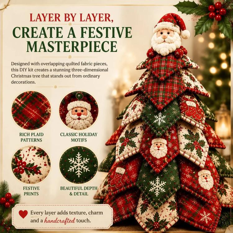 DIY Fabric Quilted Tree Sewing Craft Kit, Santa Claus A, Christmas Reindeer, Snowman, Sprite, Free-spirited Style, Autumn Harvest, Halloween, Thanksgiving, Back-to-school Season, Ghost House, Ghost Hat, Witch hat, Pumpkin, Candy Corn, Black Cat        ...