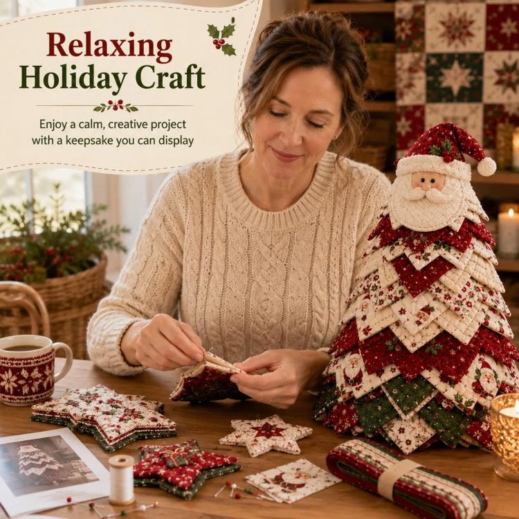 DIY Fabric Quilted Tree Sewing Craft Kit, Santa Claus A, Christmas Reindeer, Snowman, Sprite, Free-spirited Style, Autumn Harvest, Halloween, Thanksgiving, Back-to-school Season, Ghost House, Ghost Hat, Witch hat, Pumpkin, Candy Corn, Black Cat        ...